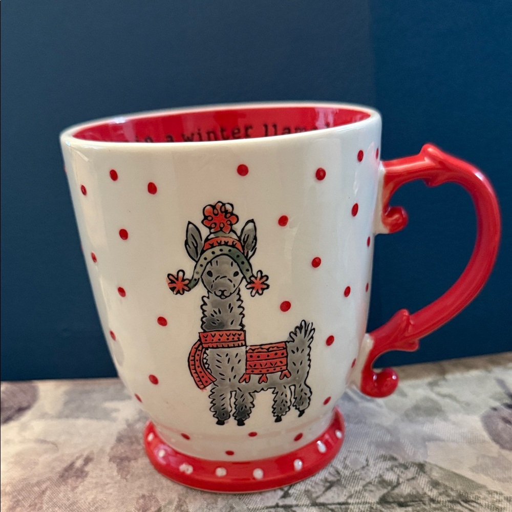 Peppermint & Pine "Walking In A Winter Llama Land" mug.